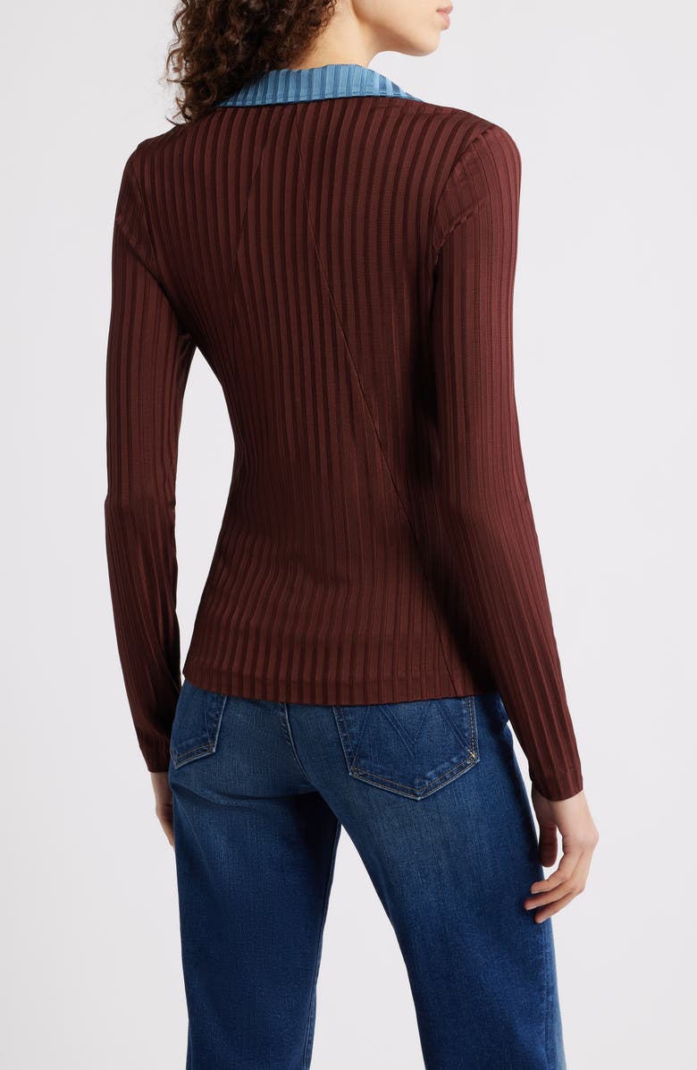 rag 
bone Natalia Colorblock Long Sleeve Polo, Alternate, color, Chocolate Brown
