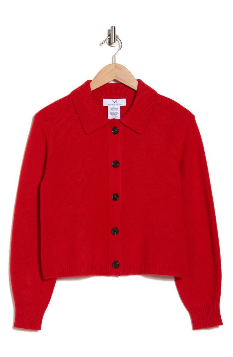 Magaschoni Cashmere Polo Cardigan, Alternate, color, Rose Romance