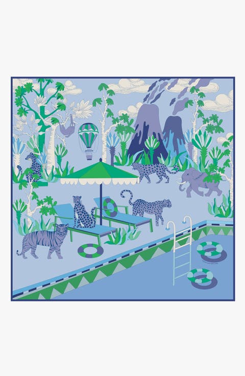 Double Sided Silk Scarf Jungle Party