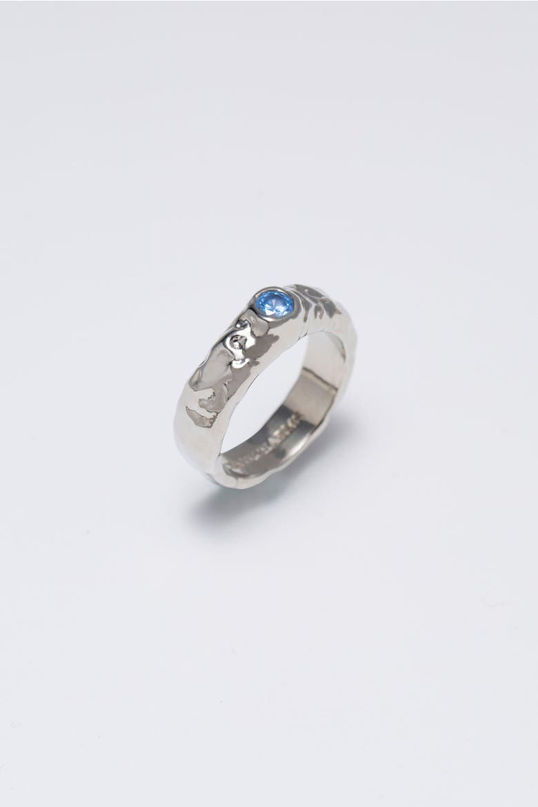 Sylvie Cubic Zirconia Molten Stackable Ring, Main, color, Silver/Blue