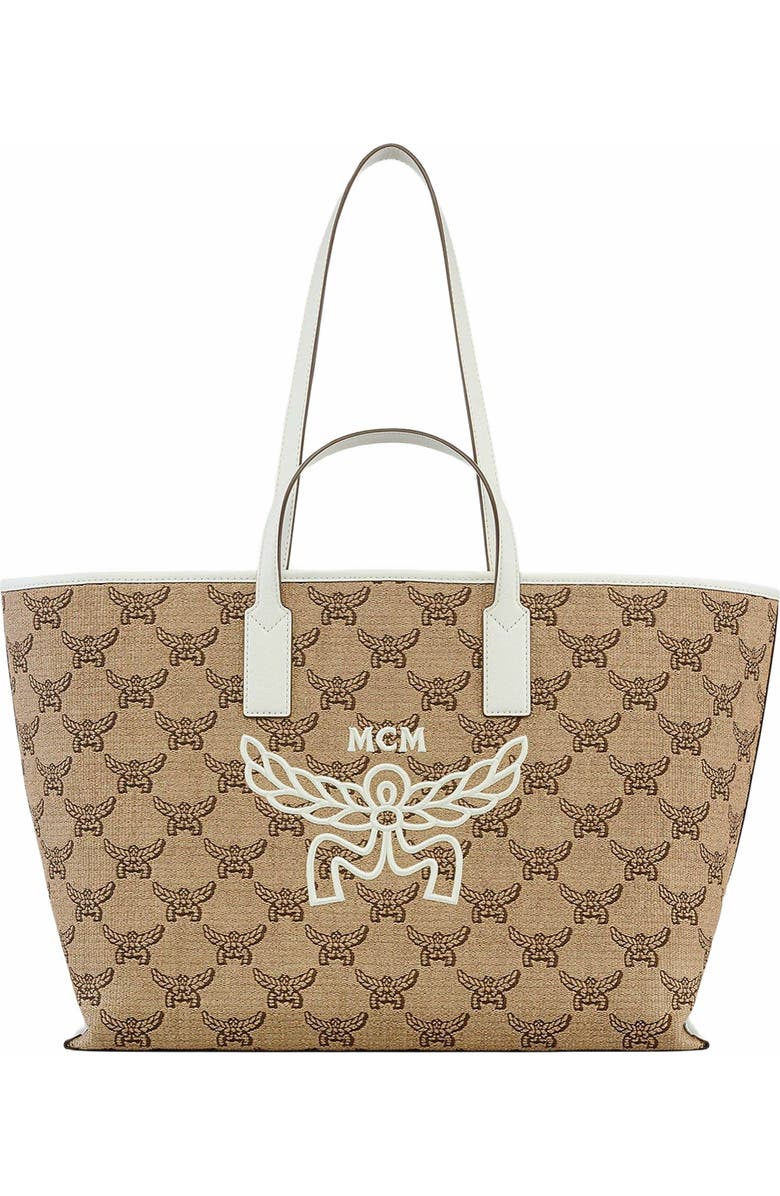 MCM Himmel Shopper in Lauretos Raffia Jacquard, Main, color,