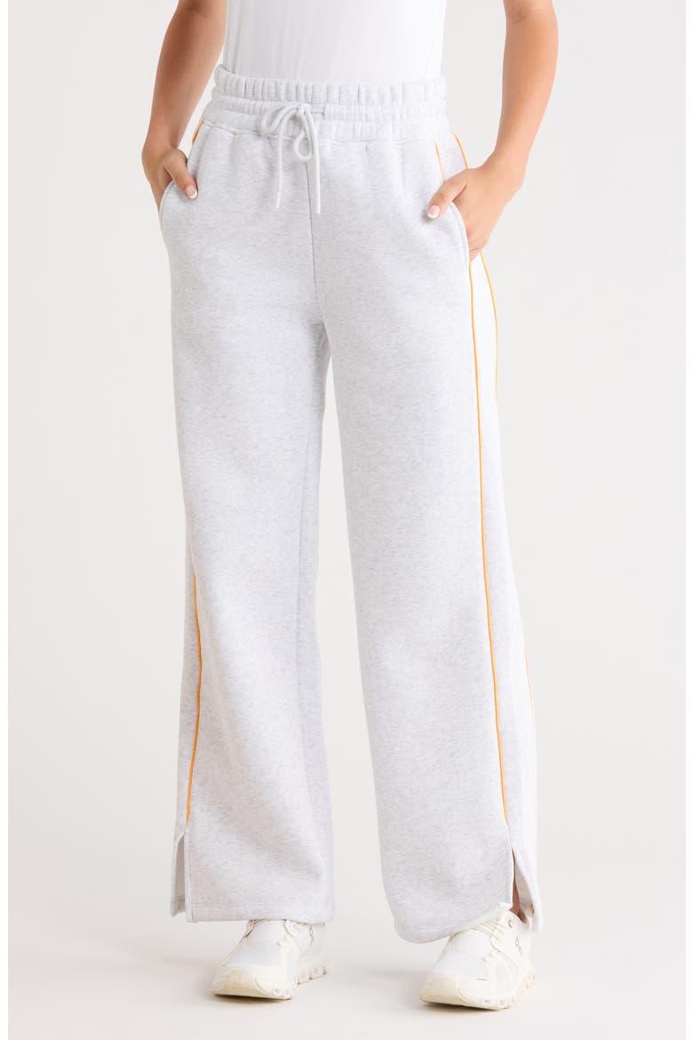 Finish Line Fleece Sweatpants, Main, color, HEATHER LIGHT GREY/ ORANGE