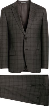 Emporio Armani Grey Windowpane Check Virgin Wool Suit
