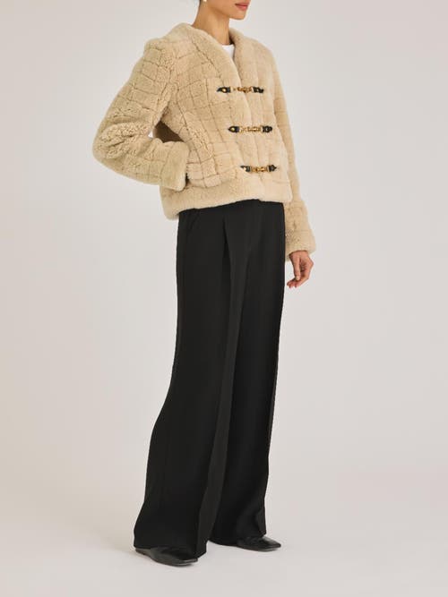 REBECCA TAYLOR REBECCA TAYLOR QUILTED STITCH SHEARLING JACKET