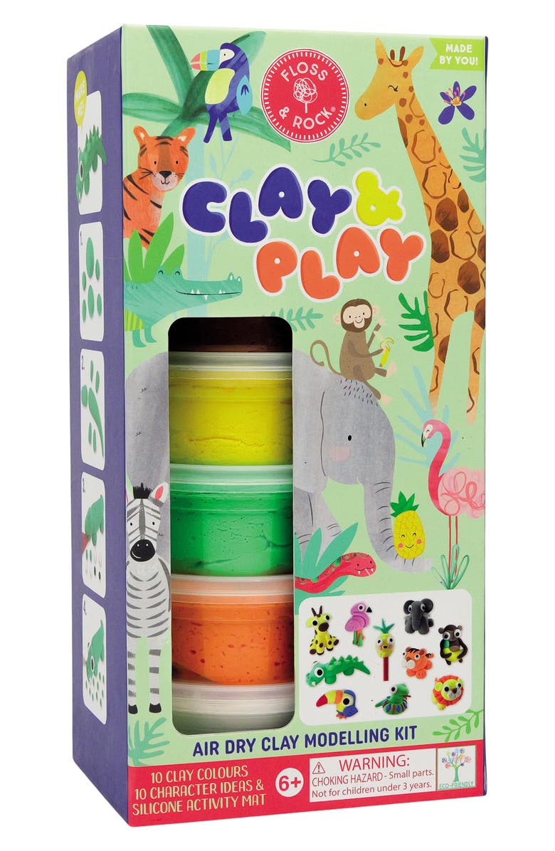 Floss & Rock Jungle Clay & Play AIr Dry Clay Modeling Kit, Main, color, Multi