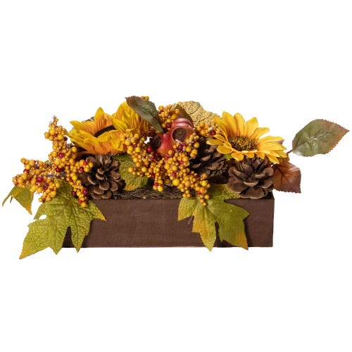 Northlight 10in Sunflowers & Leaves Fall Floral In Brown