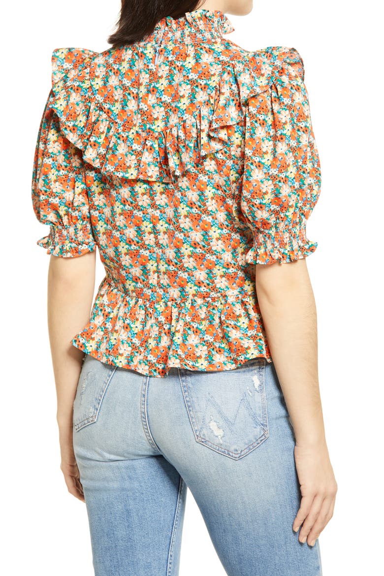 Floral Ruffle Top, Alternate, color, MULTI