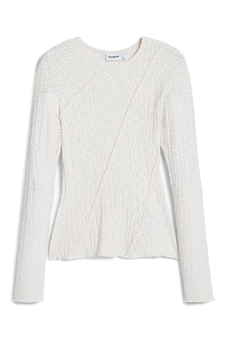 Stretch Lace T-Shirt Long Sleeve T-Shirt, Alternate, color, LIGHT BEIGE