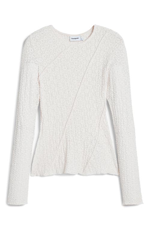Desigual Stretch Lace T-shirt Long Sleeve T-shirt In White
