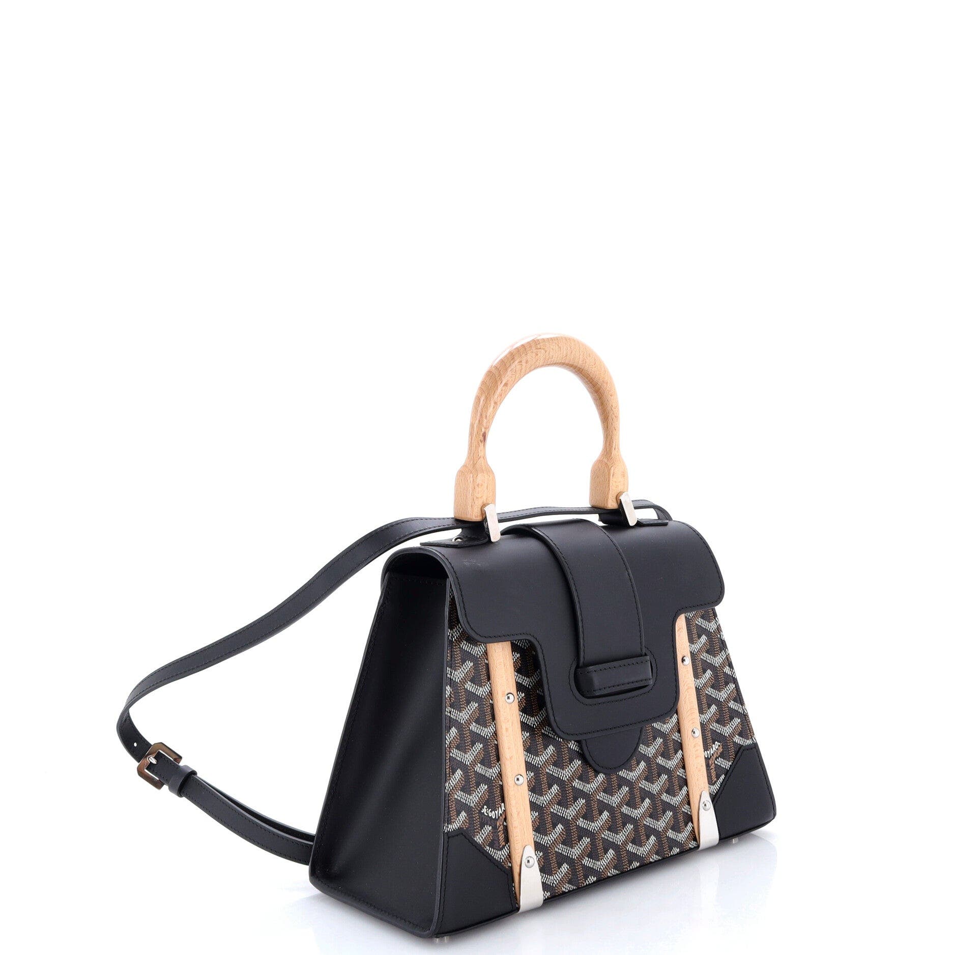 Saigon Top Handle Bag Coated Canvas with Leather PM, Alternate, color, Black