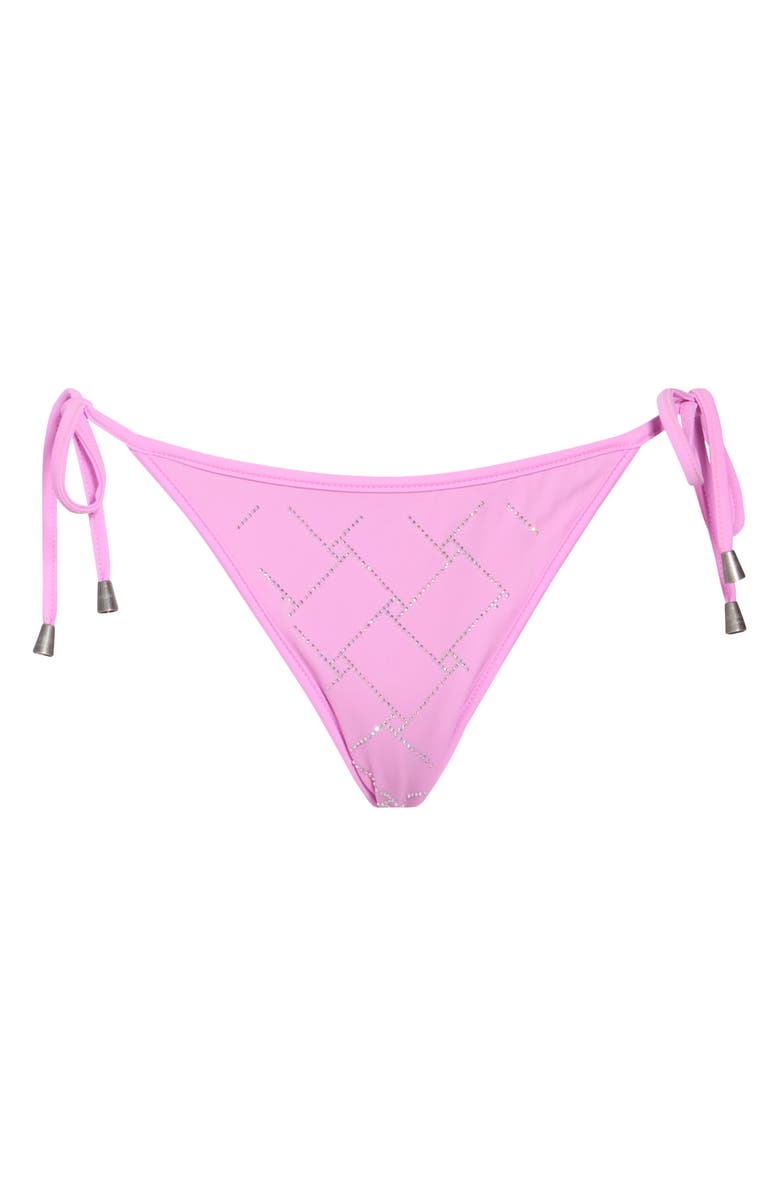 Kurt Geiger London Rhinestone Quilting String Bikini Bottoms, Alternate, color, Pink
