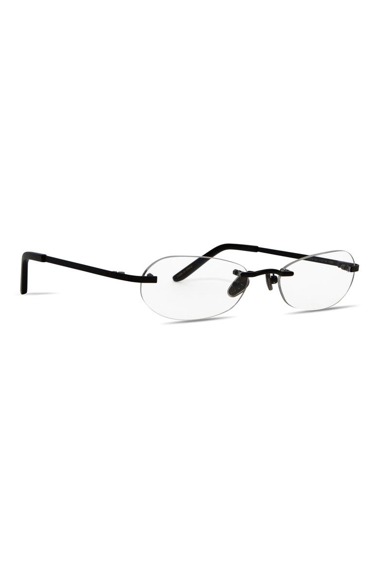 Toby 53mm Rimless Oval Sunglasses, Alternate, color, GLOSS BLACK