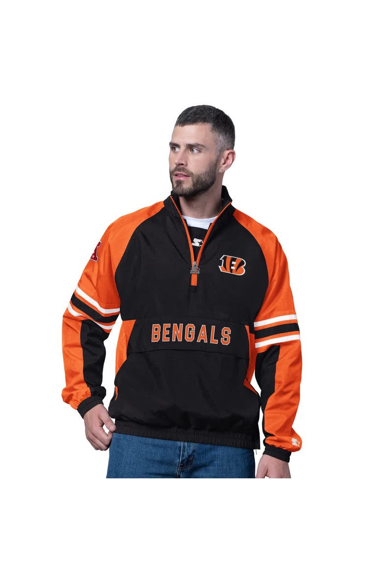 Men's Starter Black Cincinnati Bengals Prospect Half-Zip Pullover, Main, color, Black