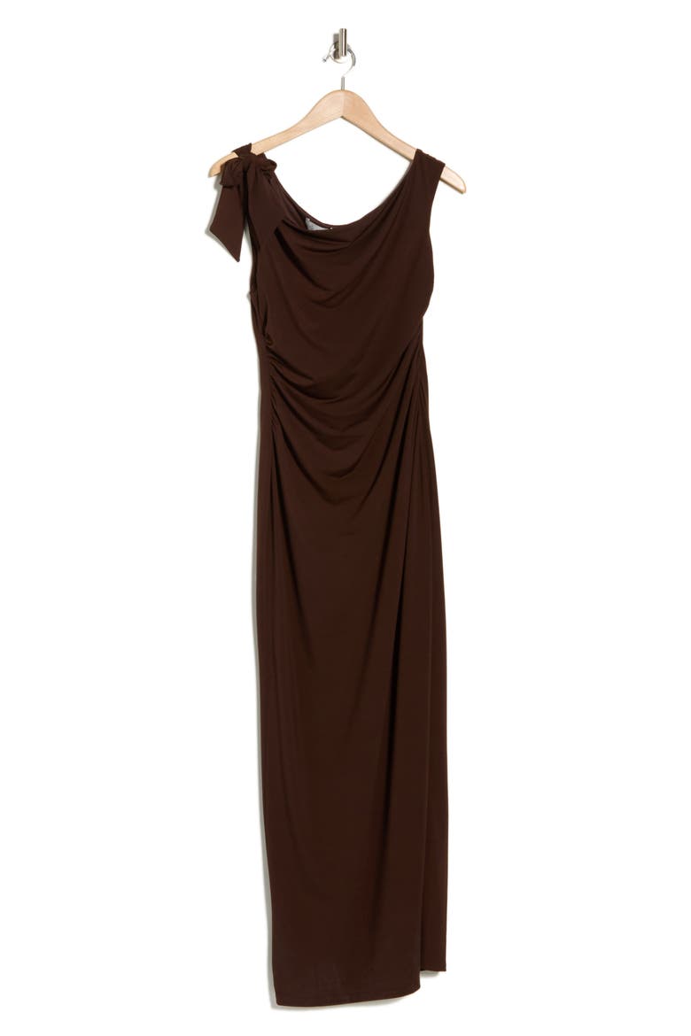Ruched Midi Dress, Alternate, color, BROWN