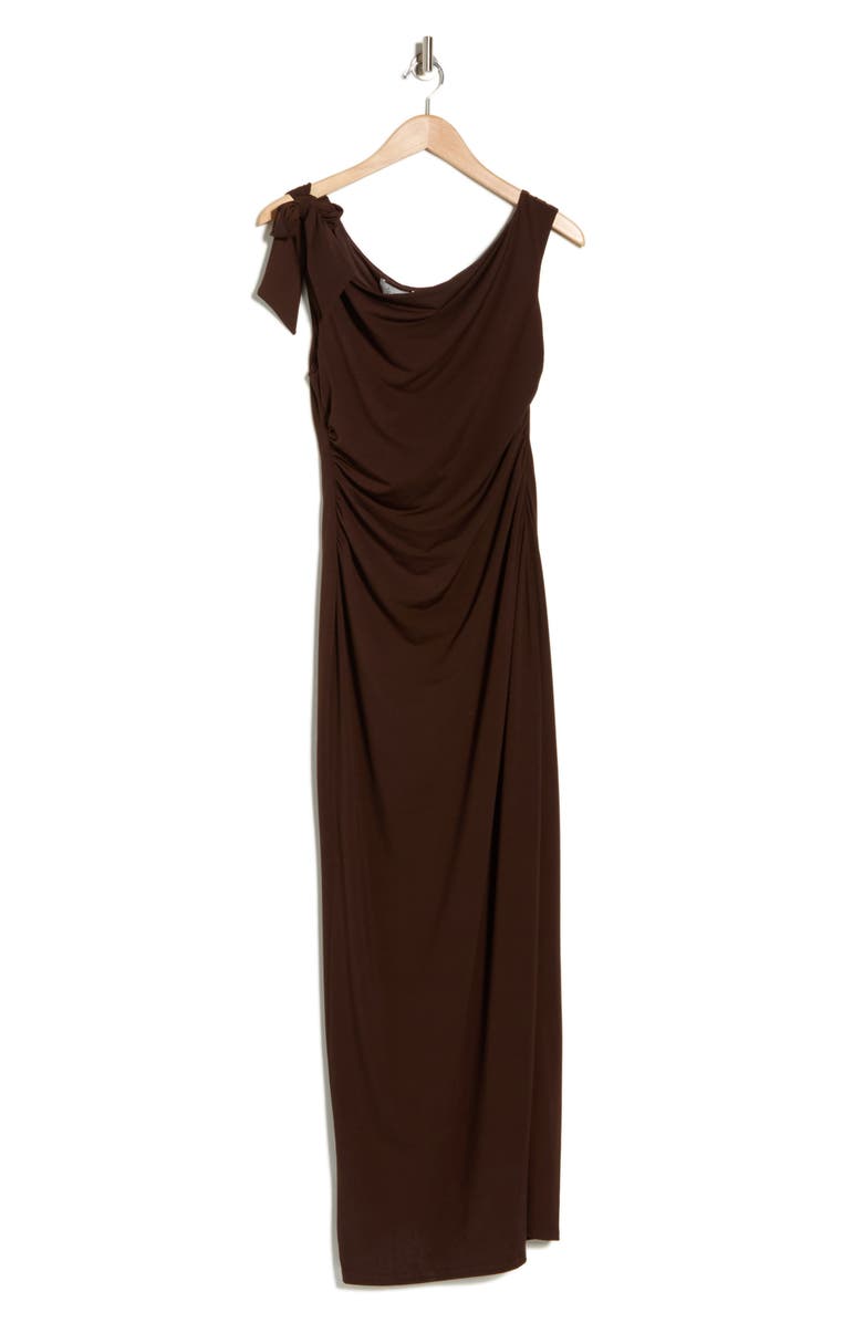 WAYF Ruched Midi Dress, Main, color, Brown