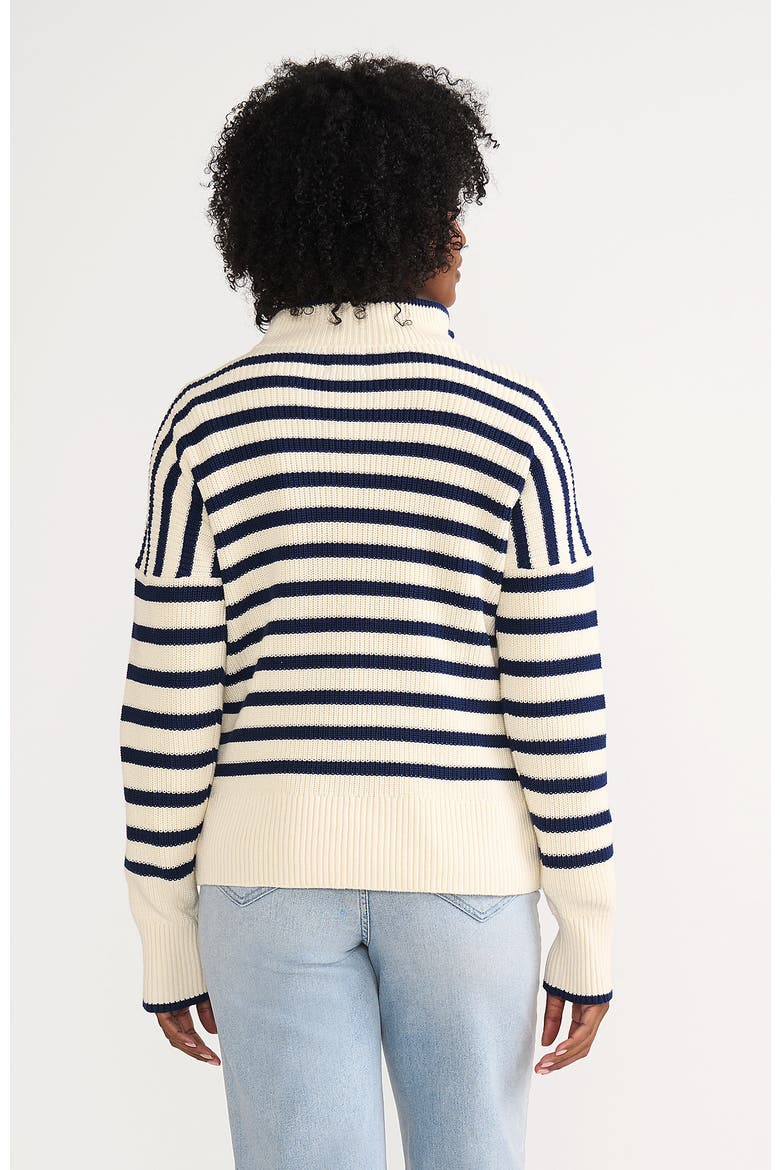 Drifter Cotton Quarter Zip Pullover Sweater, Alternate, color, Ivory/Navy Stripe