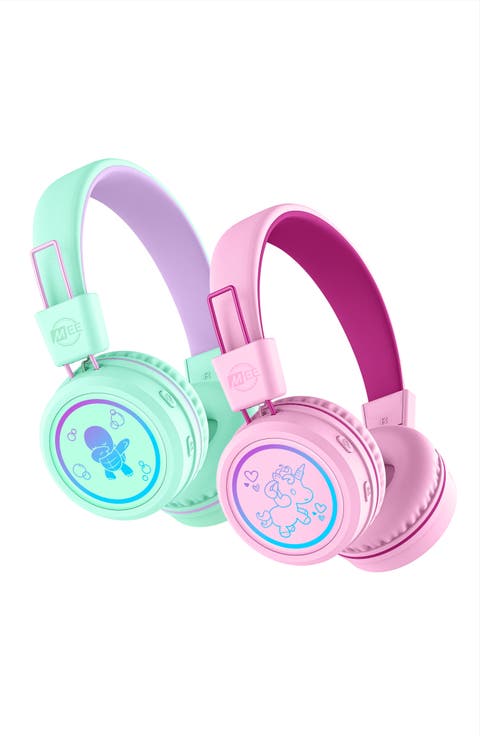 KidJamz KJ55BT (2 Pack) Bluetooth Wireless Headphones for Kids w/ LED Lights