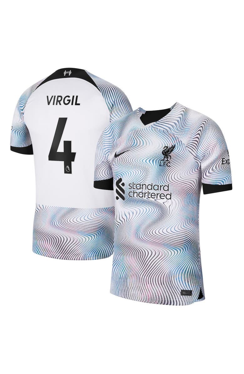 Nike Men's Nike Virgil Van Dijk White Liverpool 2022/23 Away Breathe Stadium Replica Player Jersey, Main, color,