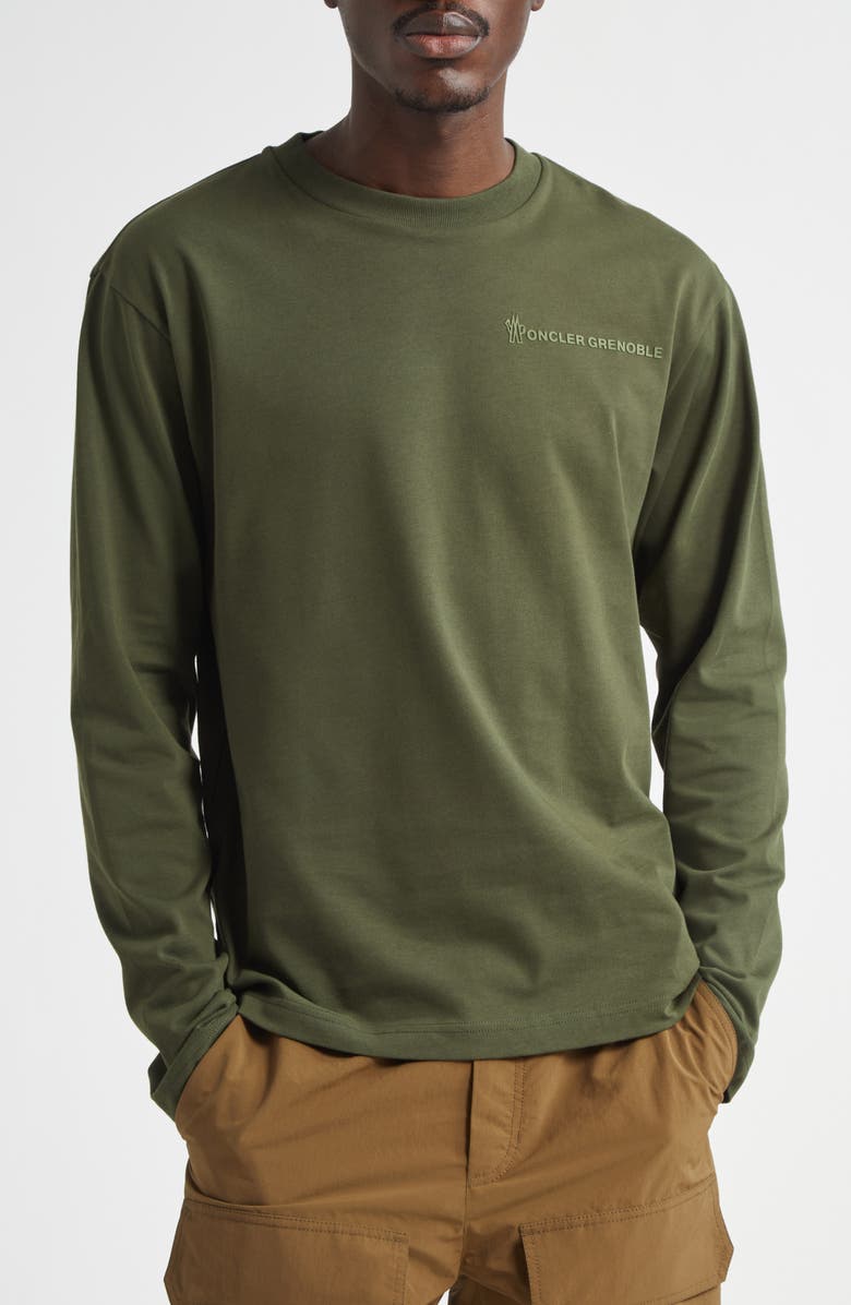 Moncler Embroidered Logo T-Shirt, Main, color, Amber Toned Olive