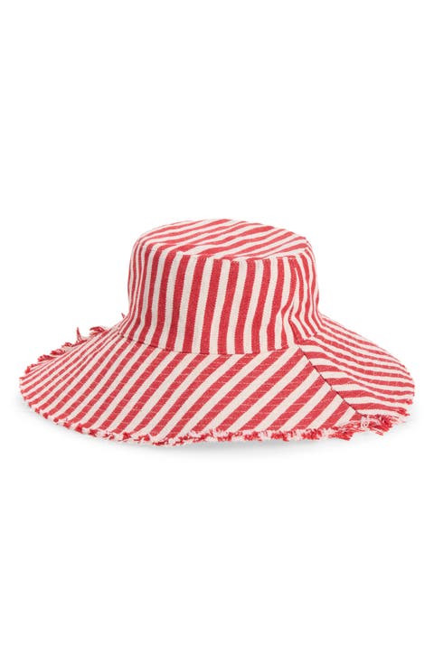 Frayed Edge Stripe Bucket Hat