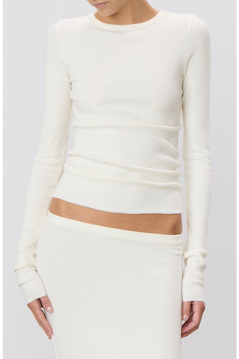 Long Sleeve Fitted T-Shirt, Main, color, CREAM