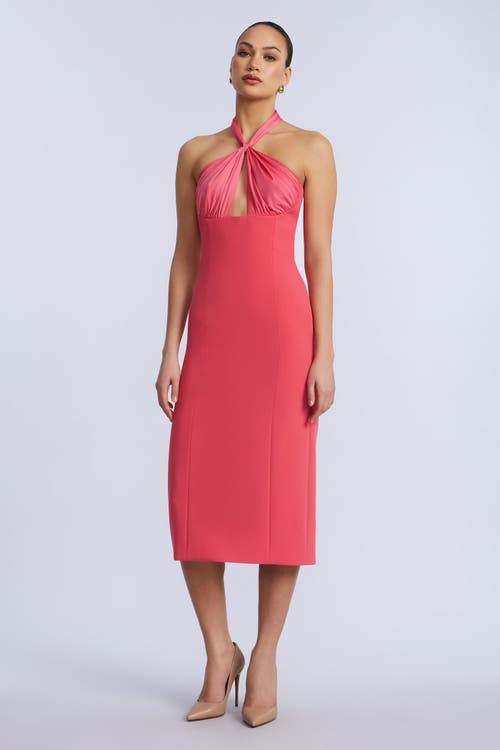 Bcbg Midi Dress With A Twist In Pink