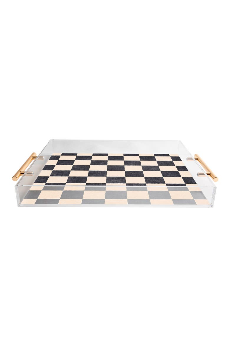 Checker Print Acrylic Tray, Main, color, BLACK-WHITE