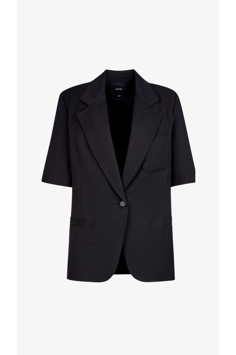 Short Sleeve Oversized Blazer, Alternate, color, Black