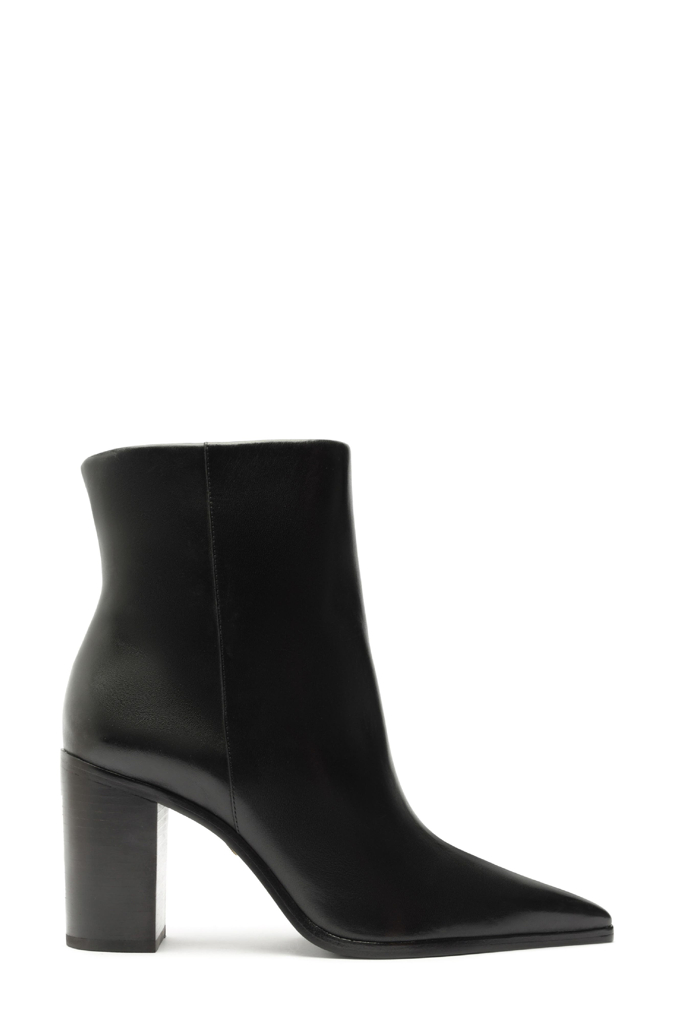 Schutz Mikki Pointed Toe Block Heel Bootie, Alternate, color, Black