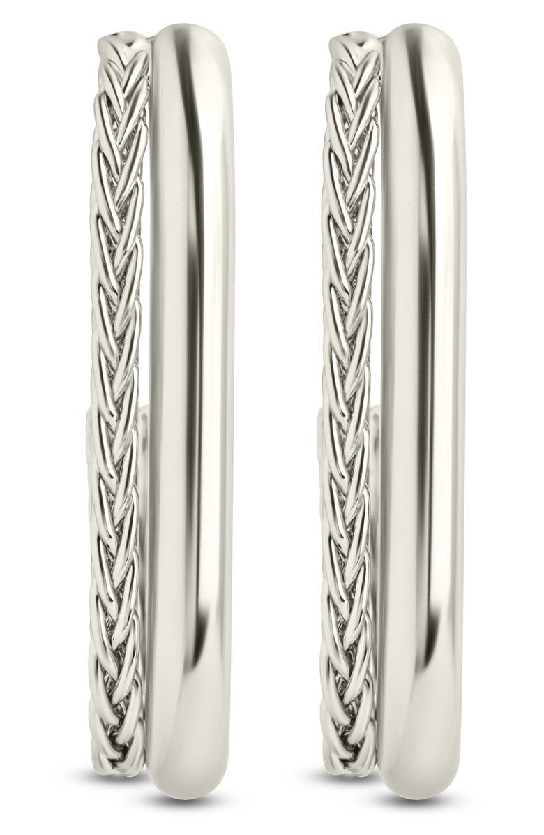 Sterling Forever Callista Braided Hoop Earrings, Alternate, color, Silver