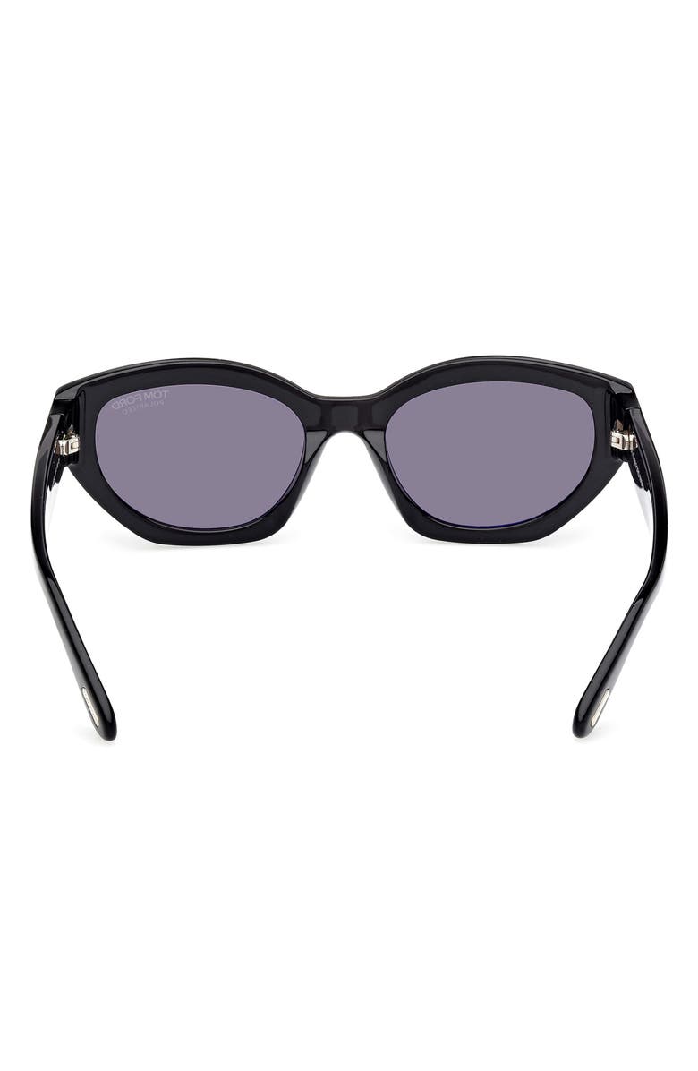TOM FORD Penny 55mm Polarized Geometric Sunglasses, Alternate, color, Shiny Black/ Eco/ Smoke