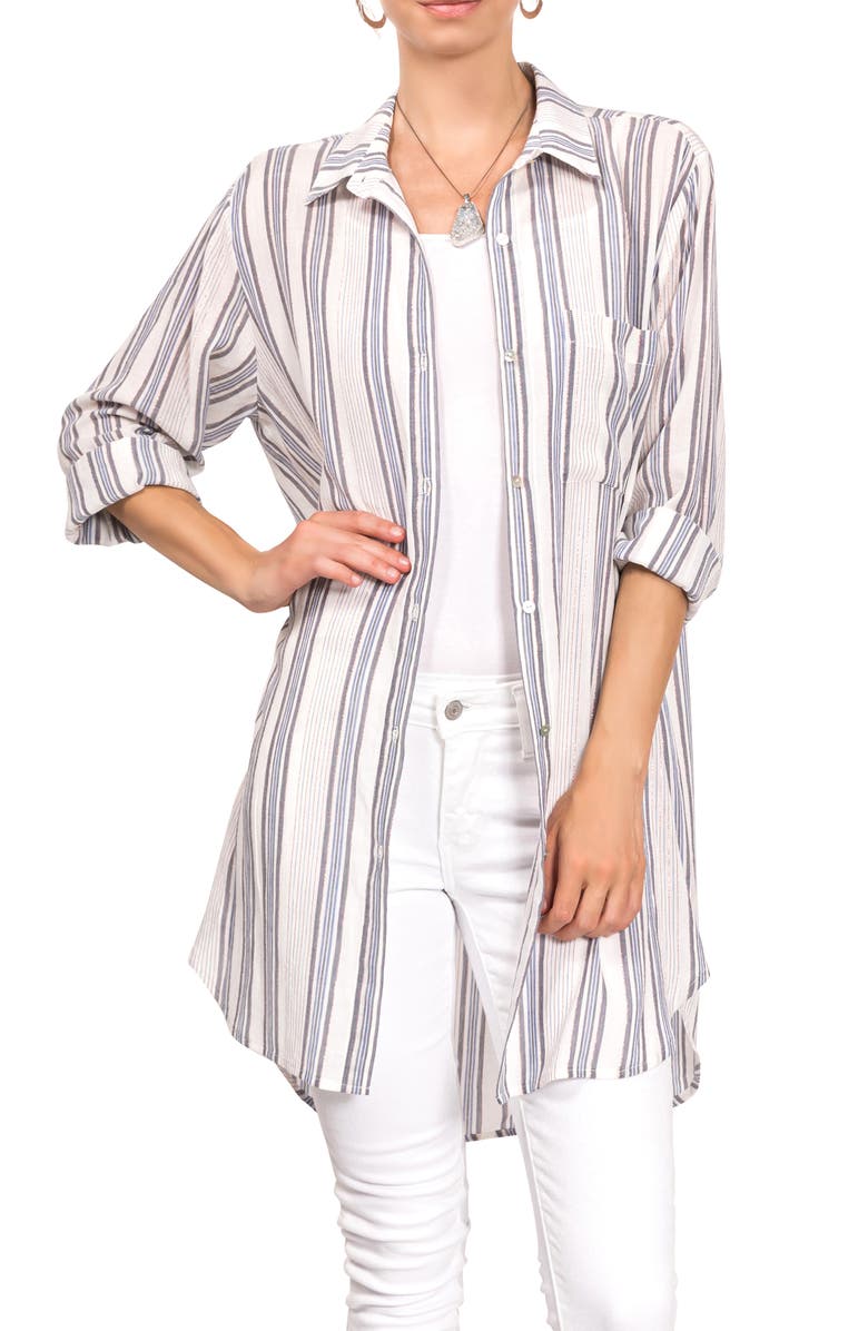 Everyday Ritual Rick Stripe Sleep Shirt, Main, color, Capri