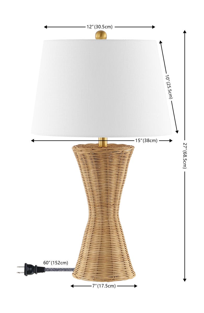 JONATHAN Y Laura 27" Coastal Designer Iron/Rattan Wicker LED Table Lamp, Natural, Alternate, color, 