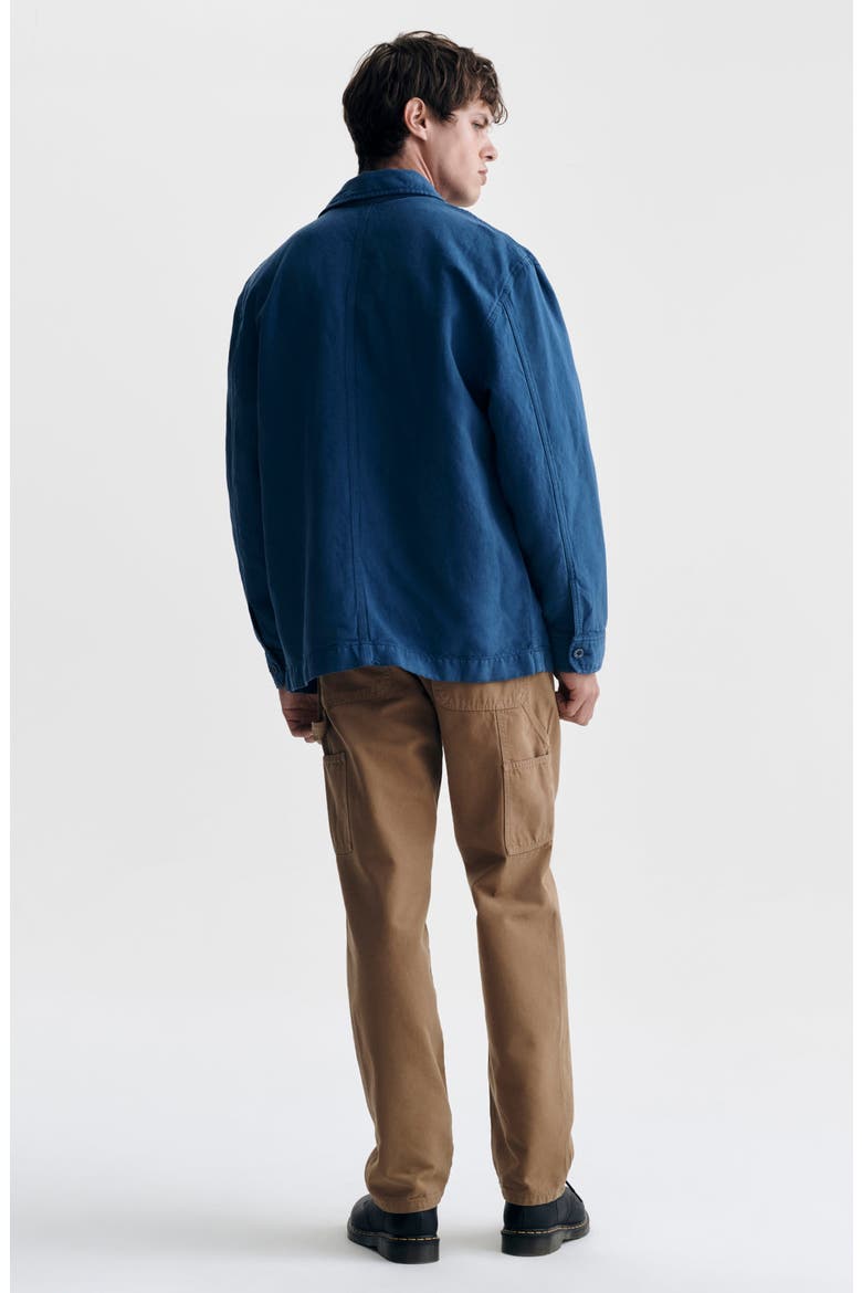 Garment Dyed Cotton & Linen Zip Overshirt, Alternate, color, NAVY PEONY