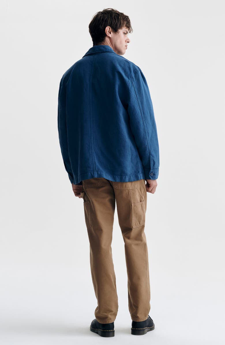 Brooklyn Industries Garment Dyed Cotton & Linen Zip Overshirt, Alternate, color, Navy Peony