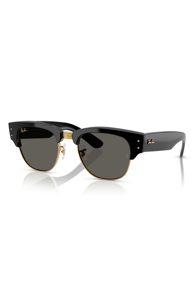Ray-Ban x A$AP Rocky Blacked Out Mega Clubmaster 53mm Square Sunglasses, Alternate, color, Black On Gold/ Dark Grey
