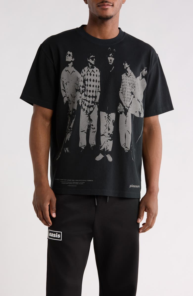 PLEASURES x Oasis Definitely Heavyweight Graphic Cotton T-Shirt, Main, color, Faded Black