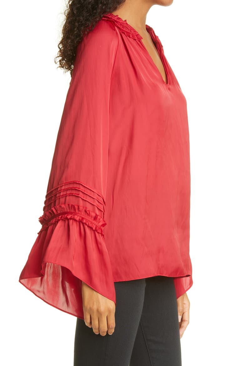 Alex Ruffle Trim Blouse, Alternate, color, TRUE RED