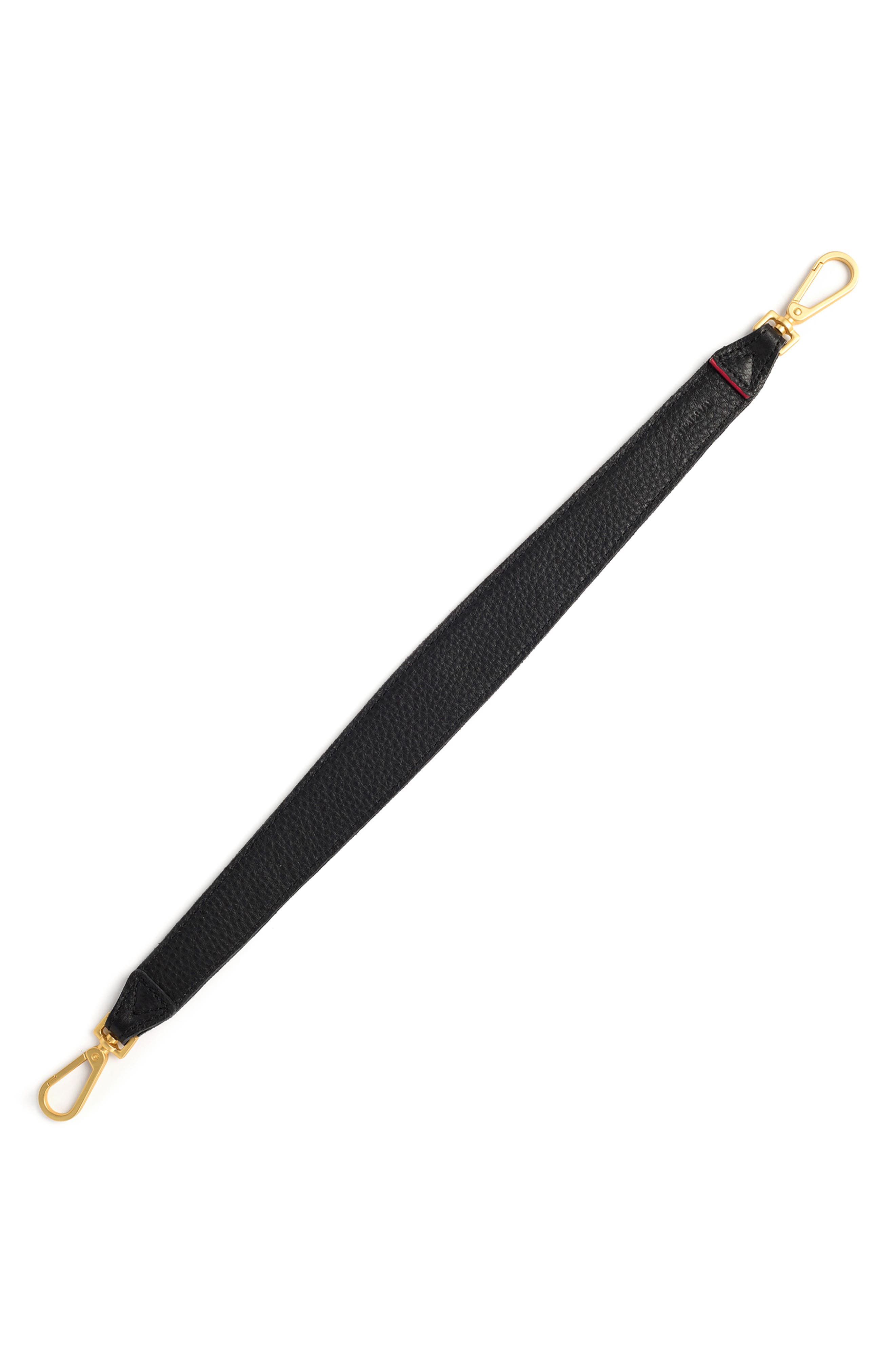 HAMMITT Rivet Leather Bag Strap, Alternate, color, Black Pebbled/ Brushed Gold