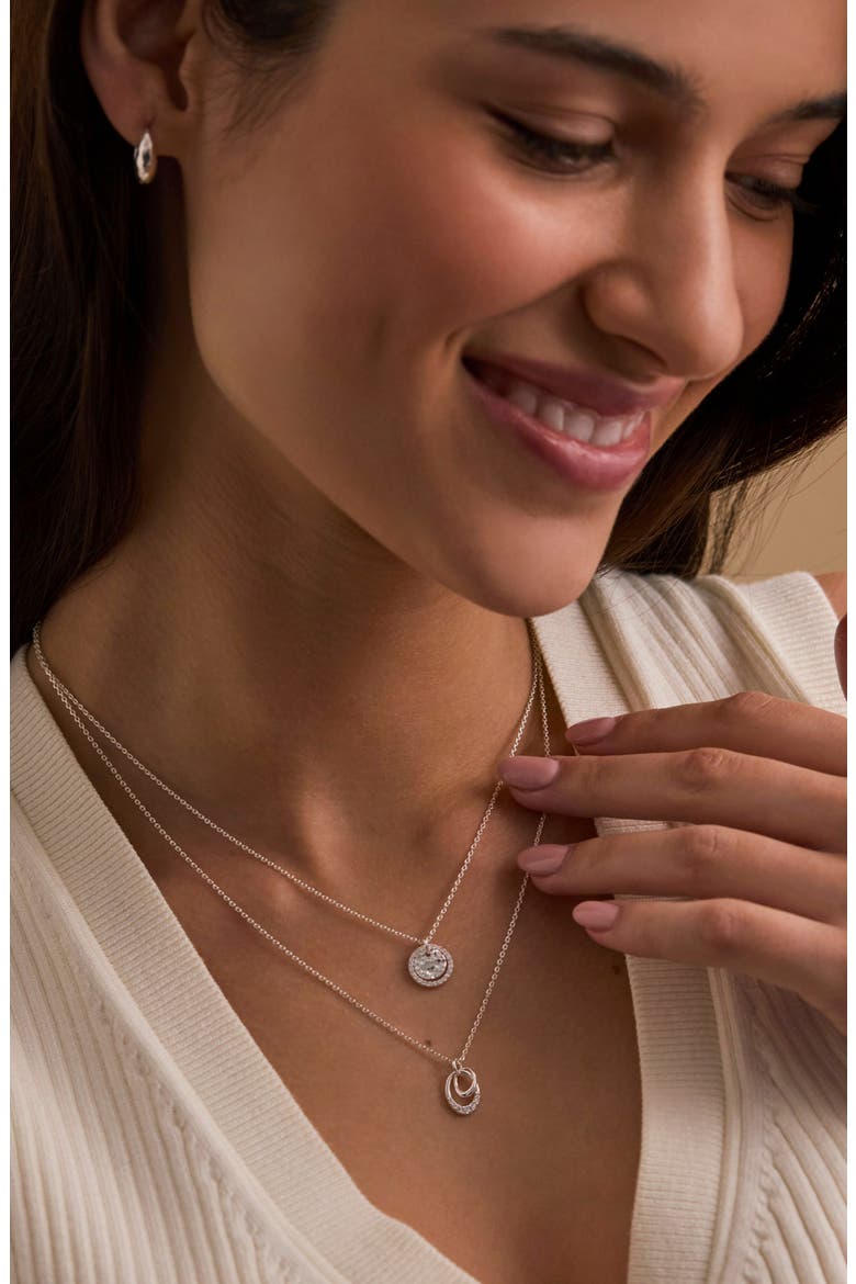 Oval Interlinked Cubic Zirconia Pendant Necklace, Alternate, color, SILVER PLATED