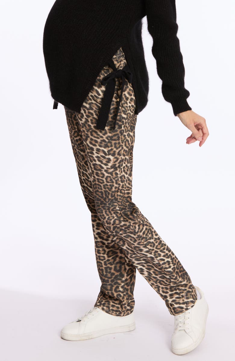 Cache Coeur Maternity Jeans Mom Léo Straight cut, Alternate, color, Leopard