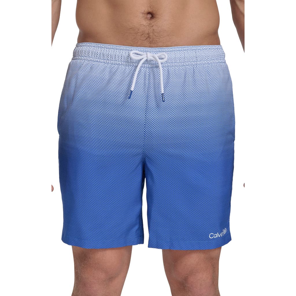 Calvin Klein Core Volley Gradient Dot Swim Trunks In Blue