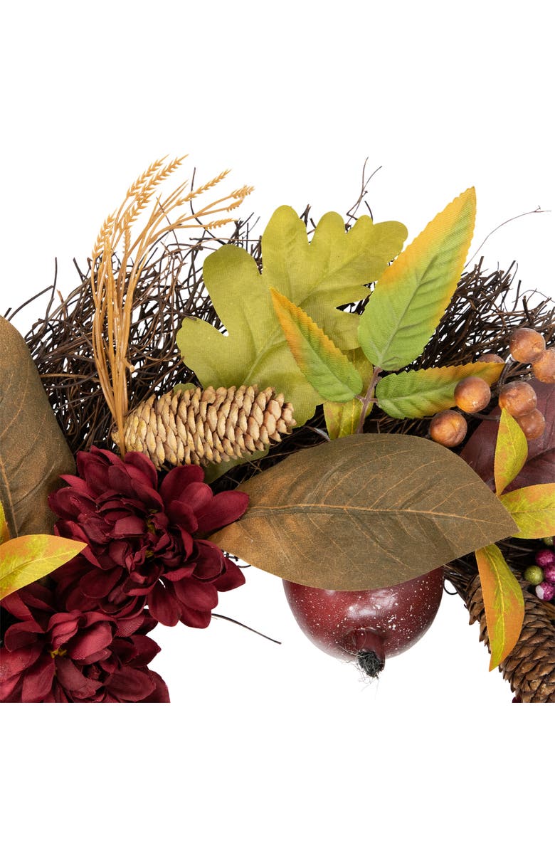 Northlight Mums and Pomegranates Artificial Fall Harvest Twig Wreath, 24-Inch, Alternate, color, 