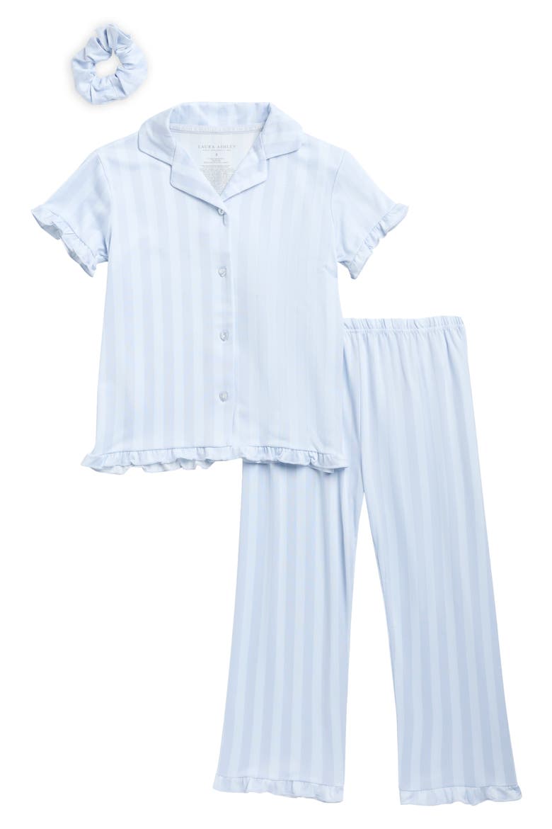 Kids' 3-Piece Pajamas & Scrunchie Set, Main, color, BLUE STRIPE