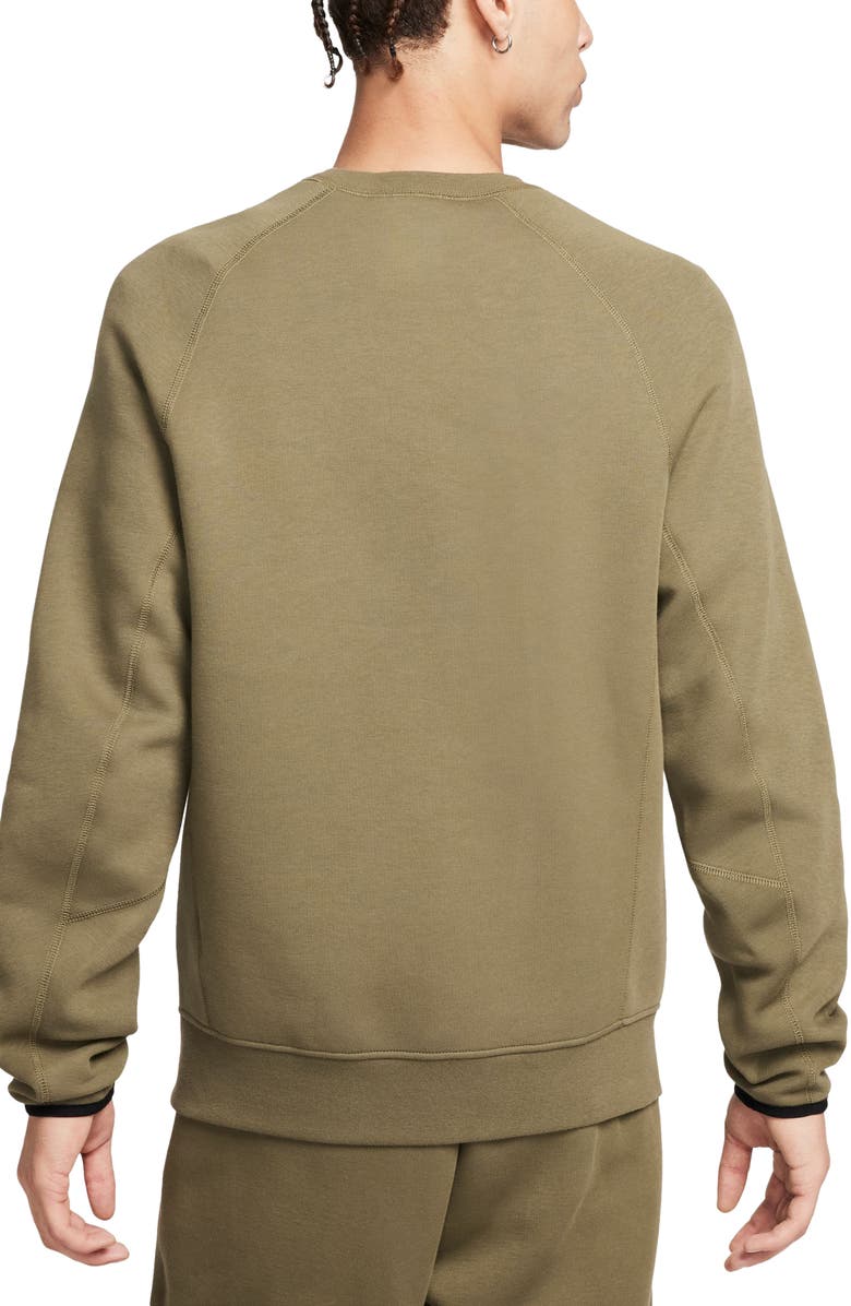 Nike Tech Fleece Crewneck Sweatshirt, Alternate, color, Medium Olive/ Black