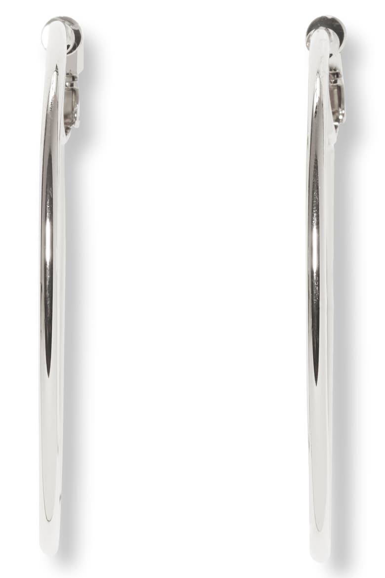 Clip Hoop Earrings, Main, color, RHODIUM