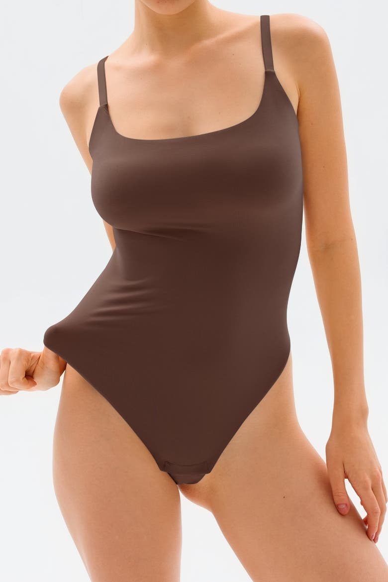 CloudSense Adjustable Straps Snatched Bodysuit, Alternate, color, Chocolate