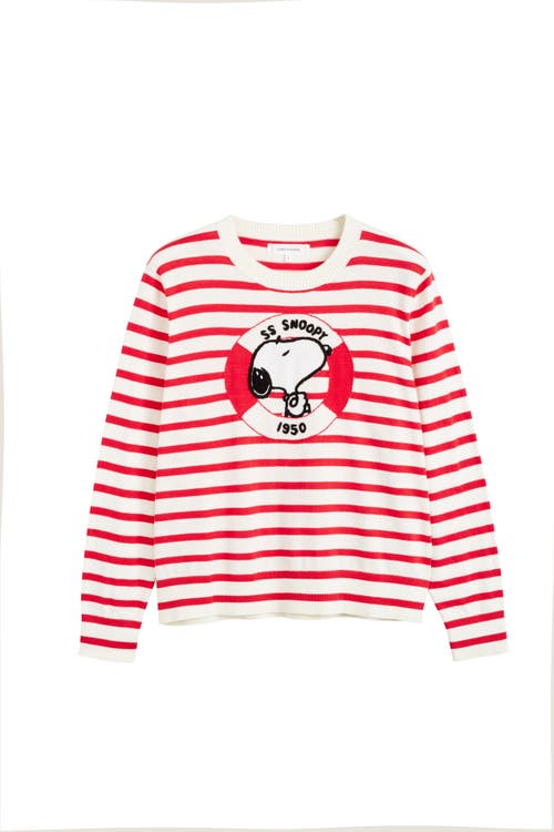 Chinti & Parker Red Cotton Snoopy Nautical Sweater In Cream/velvet Red