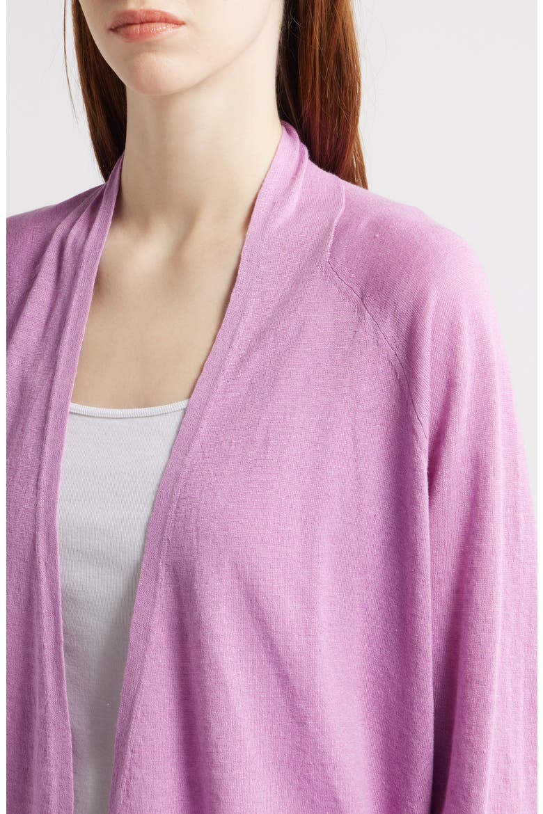 Organic Linen & Organic Cotton Open Front Cardigan, Alternate, color, FRENCH LILAC