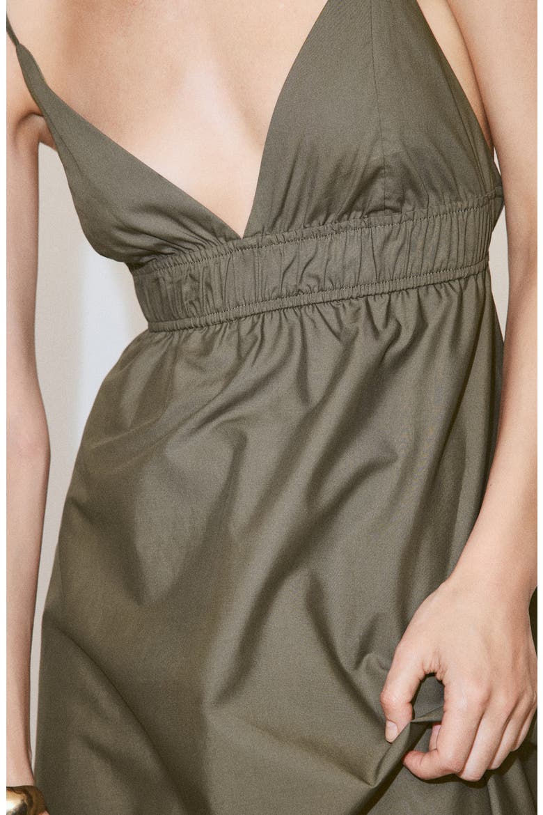 V-Neck Shirred Lyocell Blend Dress, Alternate, color, GREEN